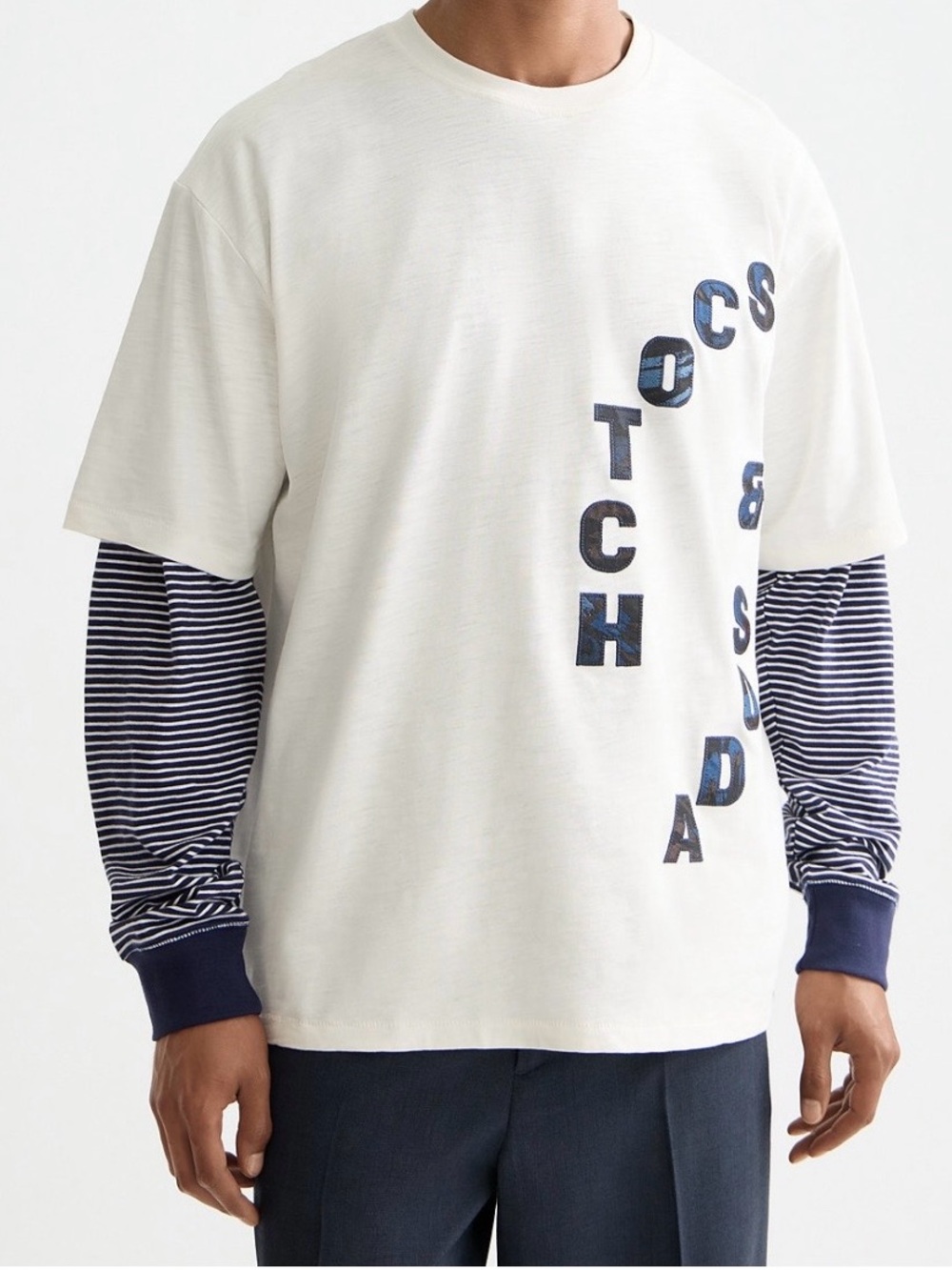 Scotch & Soda Men’s Loose Fit Appliqué T-Shirt L Oversized